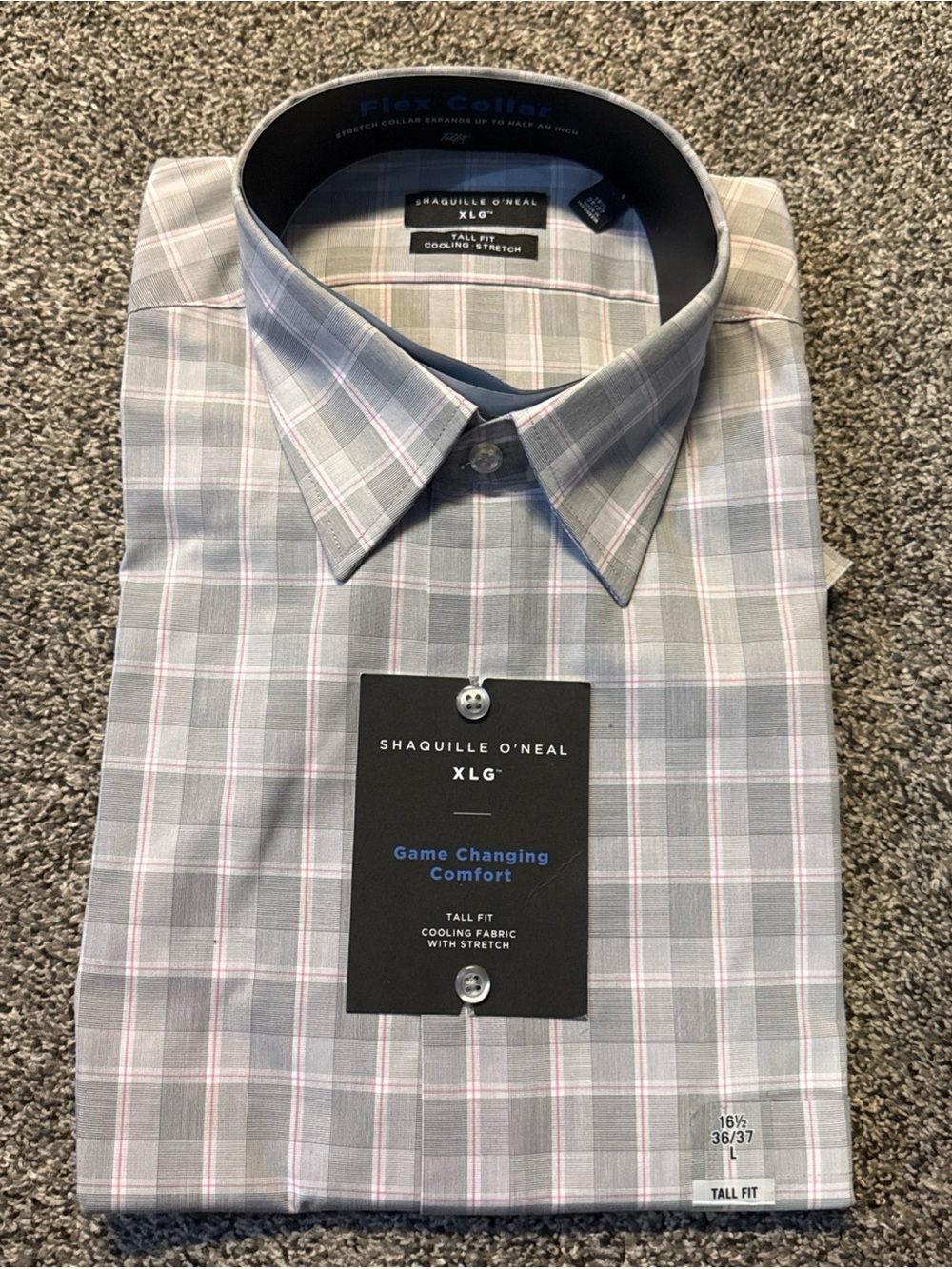 Shaquille O'Neal XLG Tall Fit Cooling-Stretch Men's Shirt 16 1/2 36-37 XLG